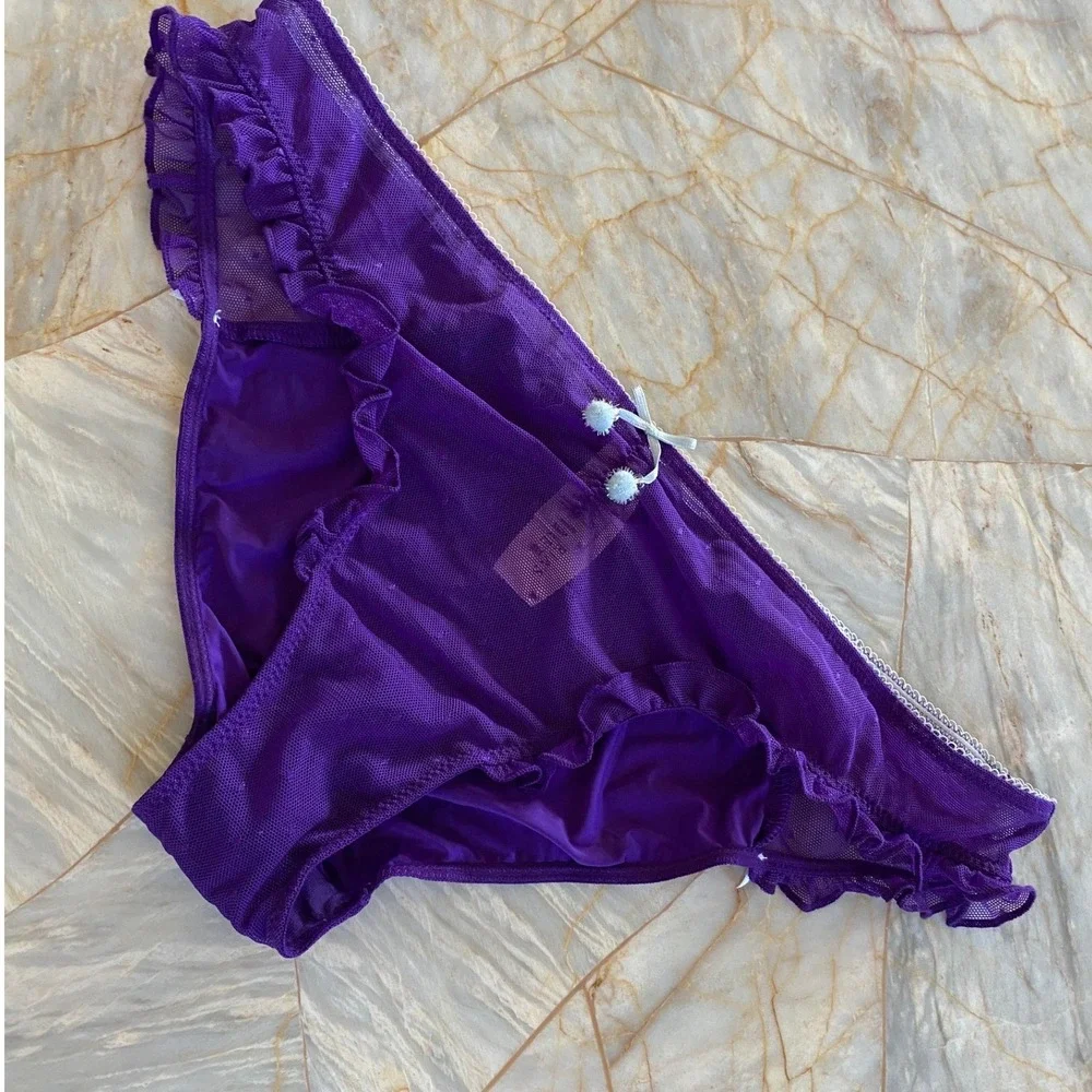 Victorias Secret Purple Shine Like A Star Rhinestone Ruffle Cheekini Panty 2011